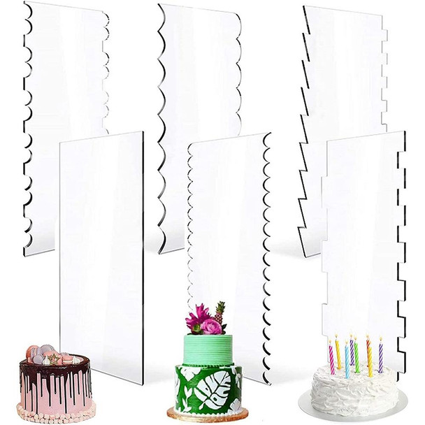 6 In 1 Clear Acrylic Cake Scraper Smoothing Tool Set