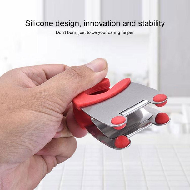 5 PCS Stainless Steel Plastic Pan Edge Clamp Anti-Scald Rubber Bracket Kitchen Gadgets(Red)