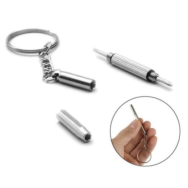 3 in 1 Repair Kit Key Ring with 3 Screwdrivers: Cross 1.5, Straight 1.5,Star Nut M2.5 for Smart Phone, Watches,Glasses(Silver)