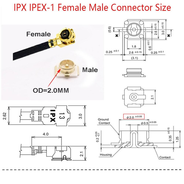 IPX Female to GG1735 MMCX Female RG178 Adapter Cable, Length: 15cm