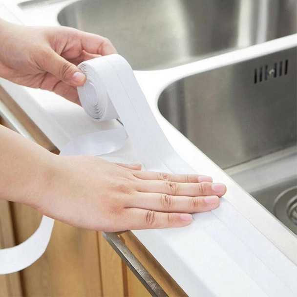 Durable PVC Material Waterproof Mold Proof Adhesive Tape  Kitchen Bathroom Wall Sealing Tape, Width:3.8cm x 3.2m(Beige)