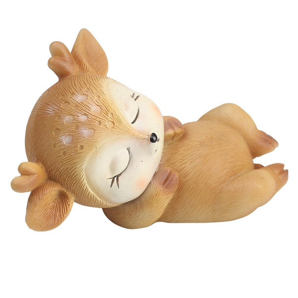 Cartoon Fawn Resin Statue Car Decoration Cake Decoration Gift(Sweet Dreams)