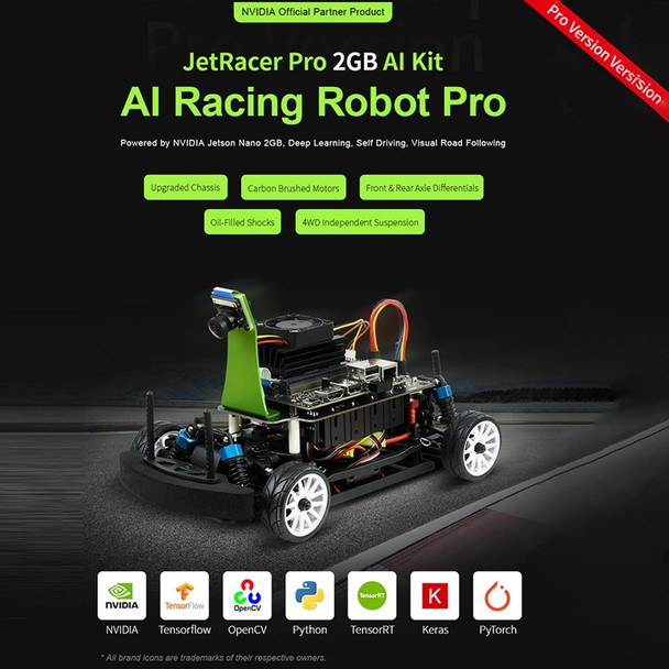 Waveshare JetRacer Pro 2GB AI Kit, High Speed AI Racing Robot Powered by Jetson Nano 2GB, Pro Version, EU Plug