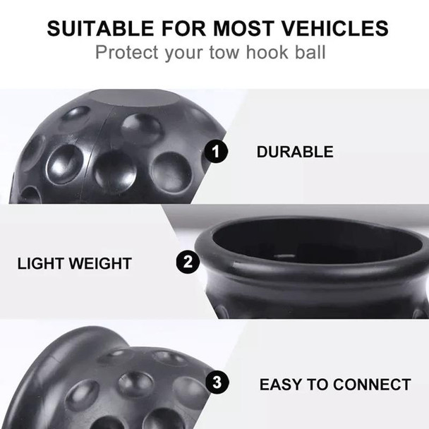2 in 1 / Set Car Truck Tow Ball Cover Cap Towing Hitch Trailer Towball Protection