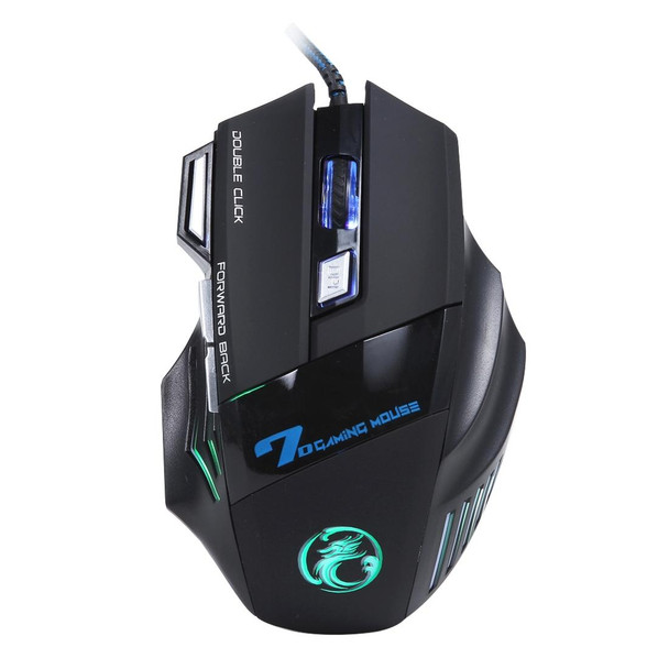 7 Buttons with Scroll Wheel 5000 DPI LED Wired Optical Gaming Mouse for Computer PC Laptop(Black)