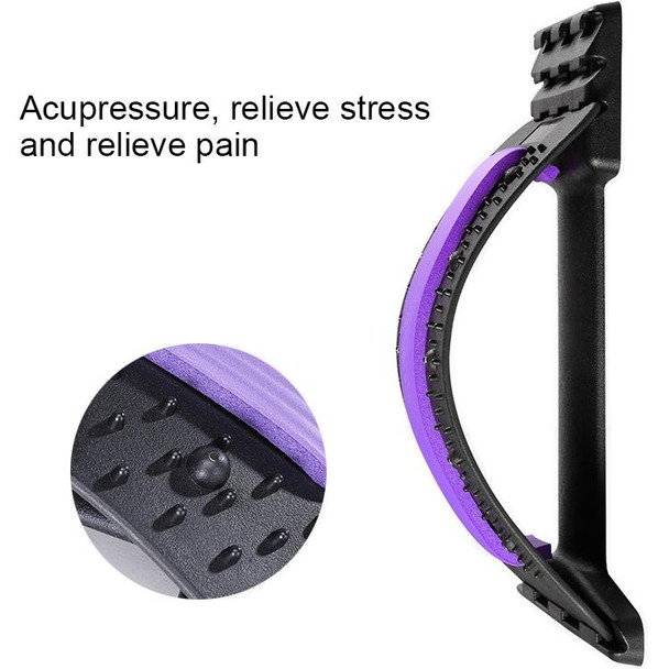 Lumbar Traction Stretching Device Posture Corrector Waist Support Spine Pain Relief Back Massage Stretcher(White + Purple)