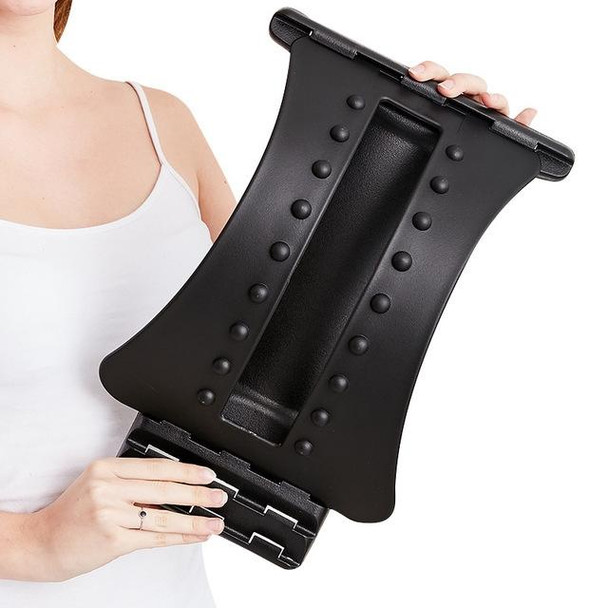 Lumbar Traction Stretching Device Posture Corrector Waist Support Spine Pain Relief Back Massage Stretcher(Black+green)