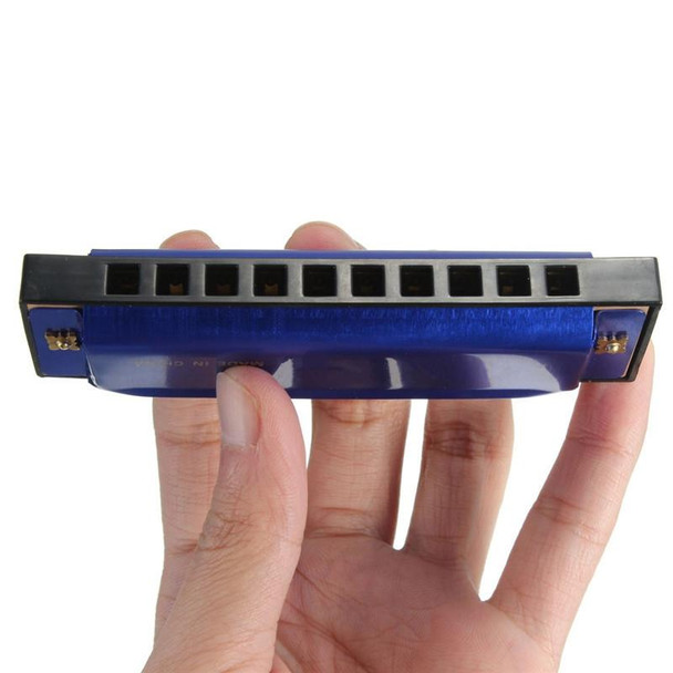 BEE 10-holes Dual-tones C Tone Brace Harmonica(Blue)