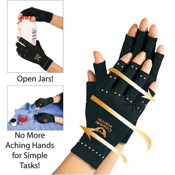 2 PCS Arthritic Joint Pain Symptom Relief Fingerless Hand Gloves