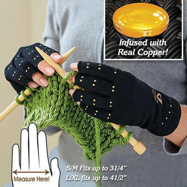 2 PCS Arthritic Joint Pain Symptom Relief Fingerless Hand Gloves