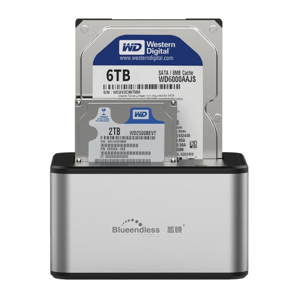 Blueendless 2.5 / 3.5 inch SATA USB 3.0 2 Bay Offline Copy Hard Drive Dock (US Plug)