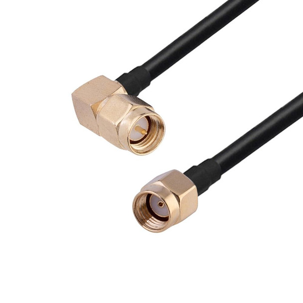SMA Male Elbow to PR-SMA Male RG174 RF Coaxial Adapter Cable, Length: 1m