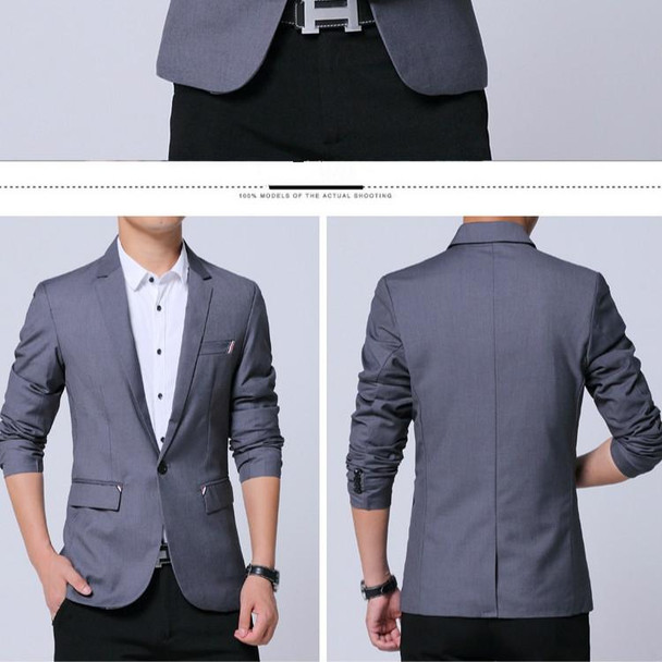 Men Casual Suit Self-cultivation Business Blazer, Size: L(Gray)
