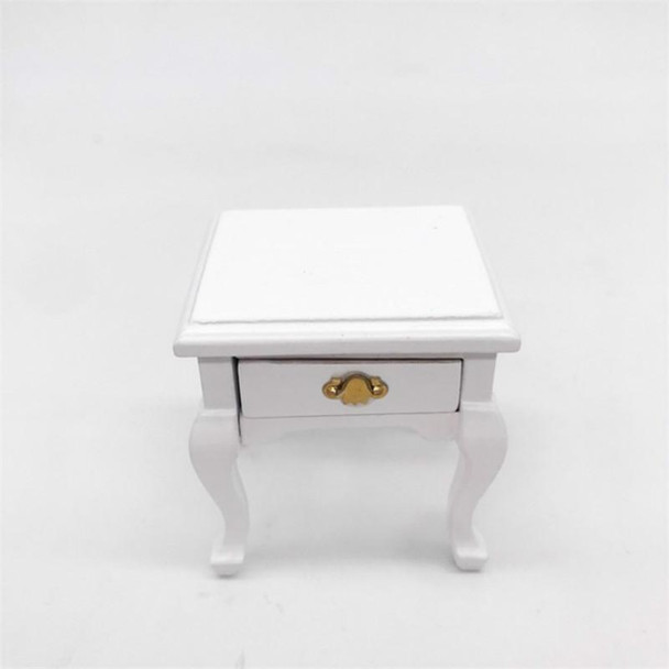 1:12 Mini Doll House Decoration Coffee Table Bedside Table(White)