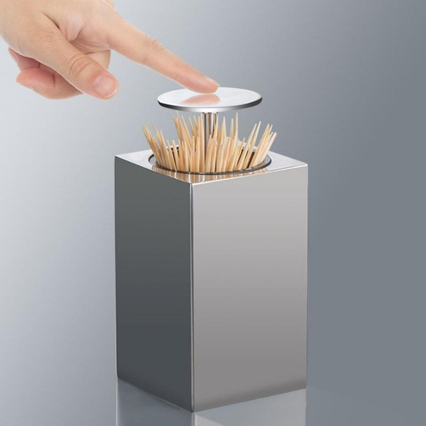 Push-Type Stainless Steel Toothpick Holder Portable Automatic Pop-Up Toothpick Storage Box(Square)