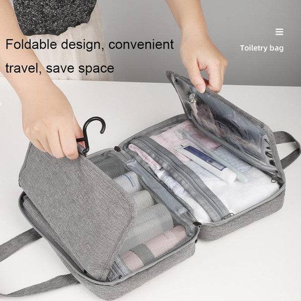 13552A Travel Waterproof Foldable Toiletry Bag Cosmetic Bag with Hook, Color: Grey