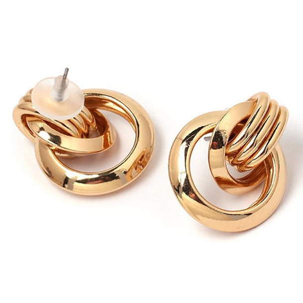 Vintage Trendy Punk Metal Circle Stud Earring for Women(Gold)