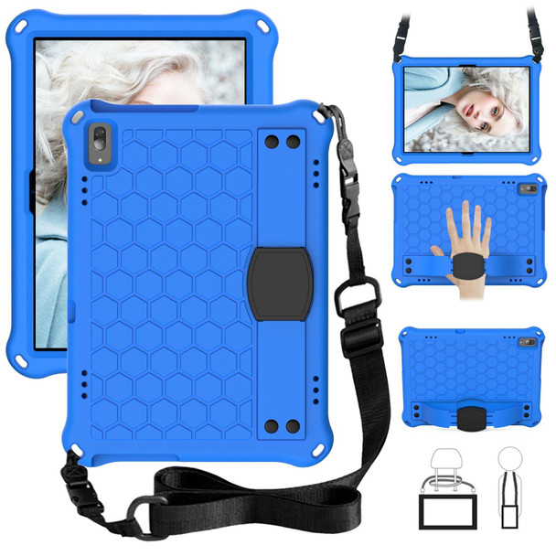 Lenovo Tab M10 TB-X505X/F Honeycomb Design EVA + PC Material Four Corner Anti Falling Flat Protective Shell with Strap(Blue+Black)