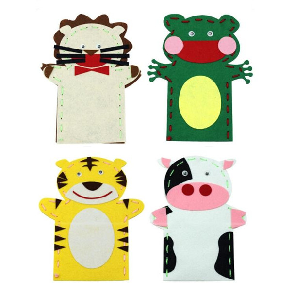 5 PCS DIY Handmade Cartoon Animals Nonwoven Fabric Glove Kids Education Learning Craft Toys, Random Style and Color Delivery