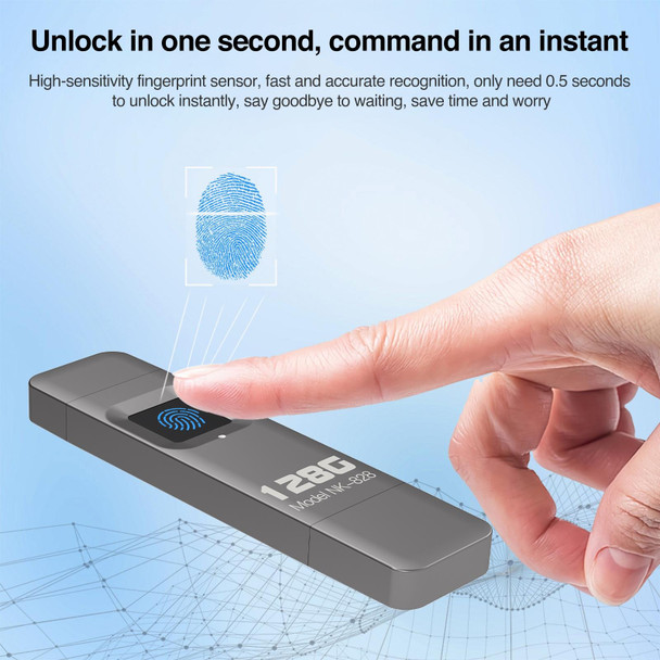 64GB NK-828 8 Pin + USB 2 in 1 Zinc Alloy U Disk with Fingerprint Unlock