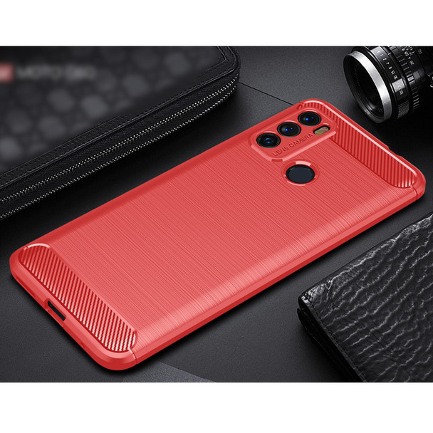 Motorola Moto G60 Brushed Texture Carbon Fiber TPU Case(Red)