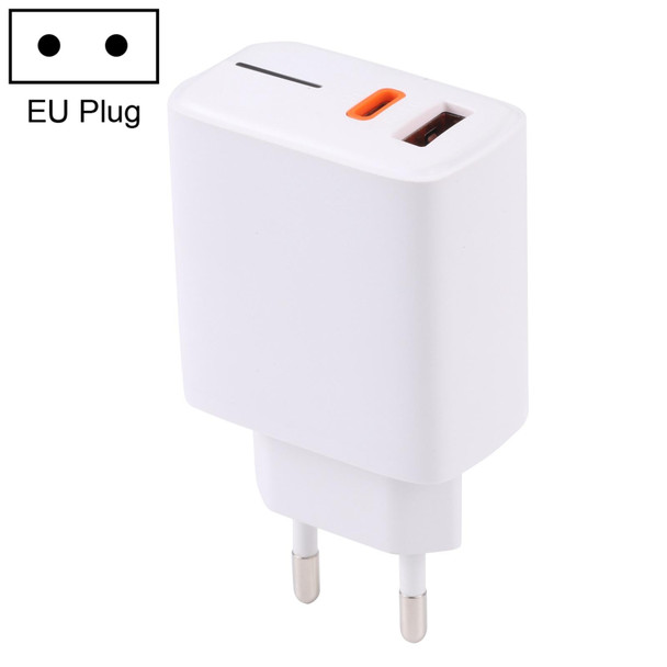 LZ-1130 PD 20W Type-C+QC 3.0 USB Fast Charger, Plug Type:EU Plug(White)