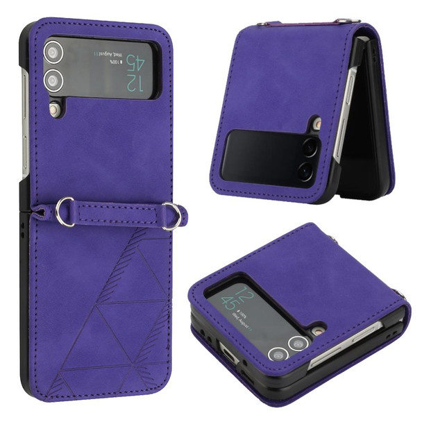 Samsung Galaxy Z Flip3 5G 3D Embossed Leather Phone Case(Purple)