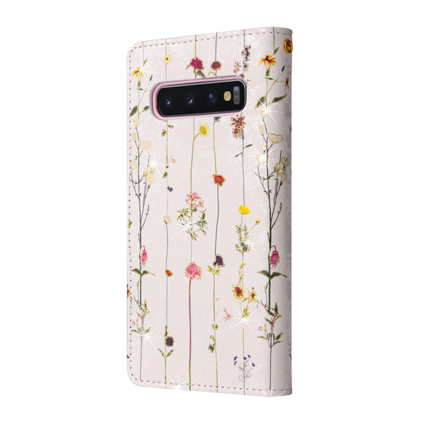 Samsung Galaxy S10 Bronzing Painting RFID Leather Case(Dreid Flower World)