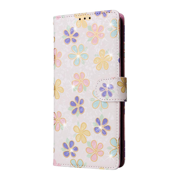 Samsung Galaxy A32 4G Bronzing Painting RFID Leather Case(Bloosoming Flower)