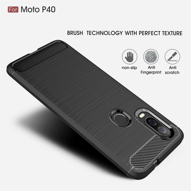 Brushed Texture Carbon Fiber TPU Case for Motorola P40 (Red)