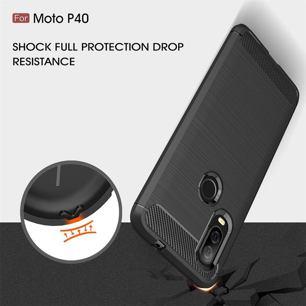 Brushed Texture Carbon Fiber TPU Case for Motorola P40 (Red)