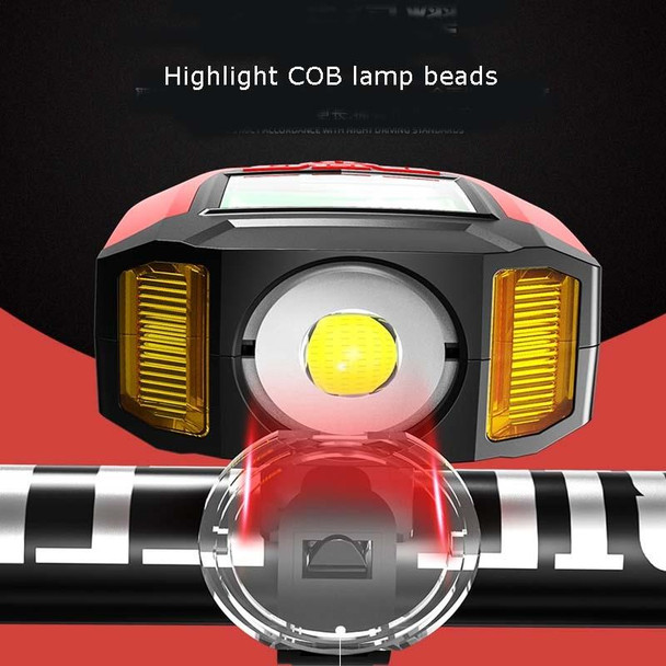 Front Light (With Fog Light) & Horn & Speedometer  Multifunctional Bicycle Mountain Bike Headlight(Code Watch (Black))