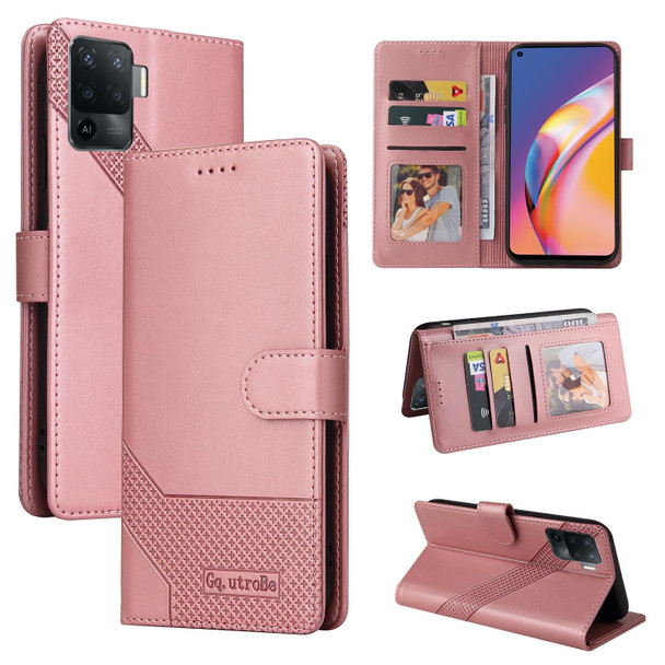 OPPO A94 GQUTROBE Skin Feel Magnetic Leather Phone Case(Rose Gold)