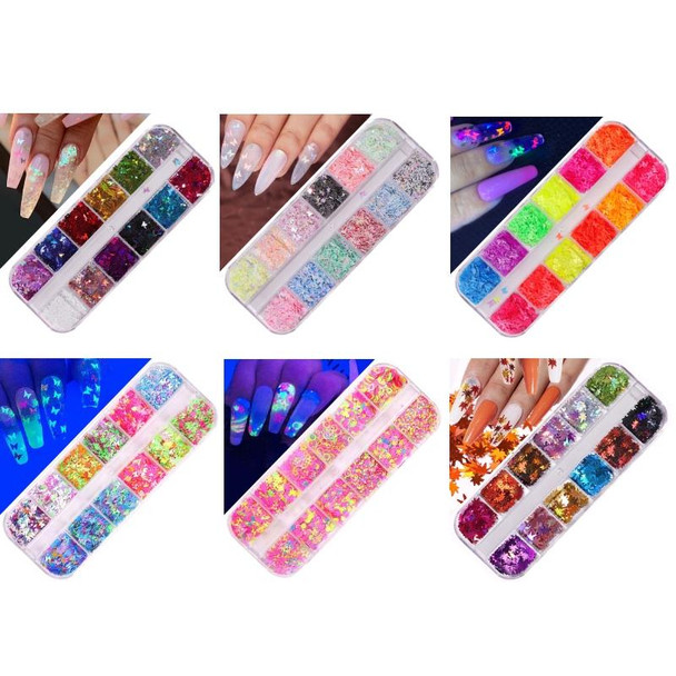 2 PCS Nail Art Butterfly Laser Symphony Sequins, Specification:12