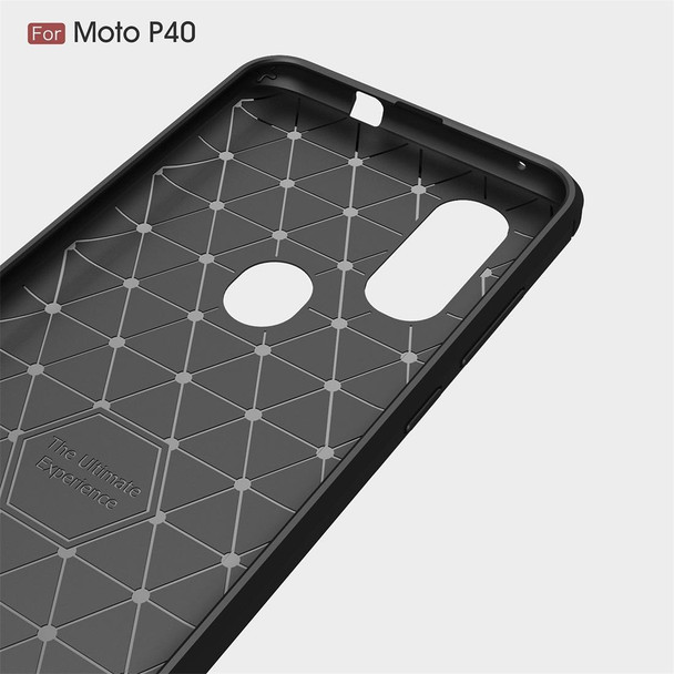 Brushed Texture Carbon Fiber TPU Case for Motorola P40 (Navy Blue)