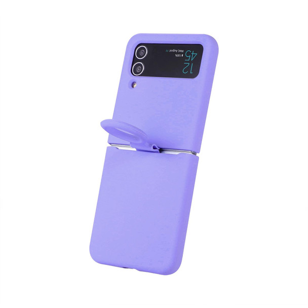 Samsung Galaxy Flip 3 Silicone Integrated Ring Buckle Phone Case(Purple)