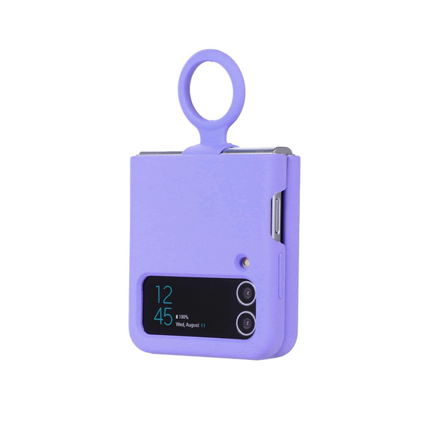 Samsung Galaxy Flip 3 Silicone Integrated Ring Buckle Phone Case(Purple)