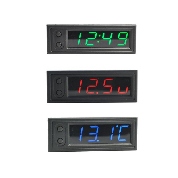 3 in 1 Car High-precision Electronic LED Luminous Clock + Thermometer + Voltmeter(Blue)