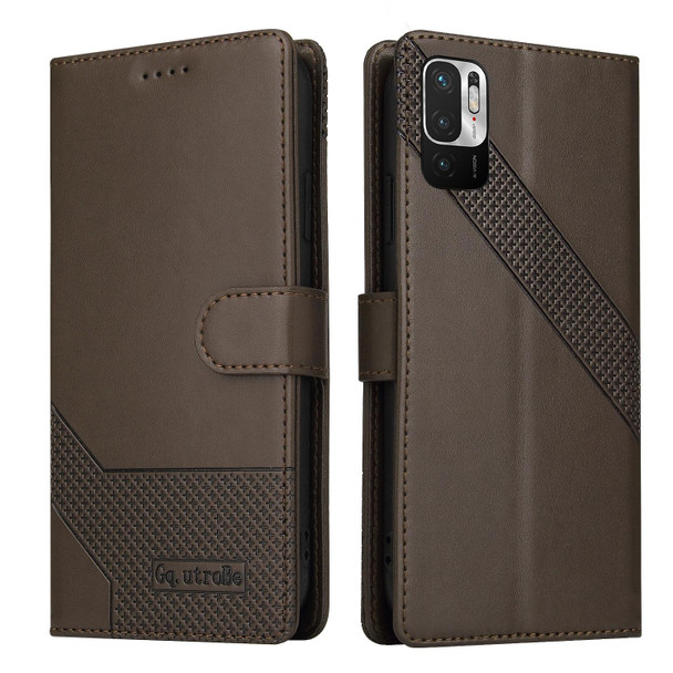 Xiaomi Redmi Note 10 5G GQUTROBE Skin Feel Magnetic Leather Phone Case(Brown)