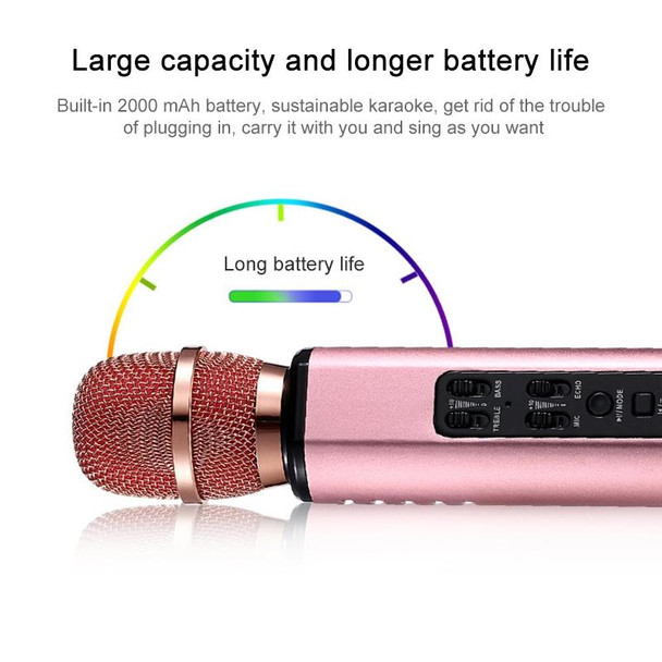 K6 Bluetooth 4.2 Karaoke Live Stereo Sound Wireless Bluetooth Condenser Microphone (Rose Gold)