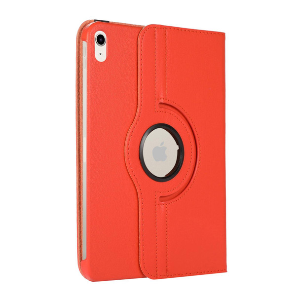 360 Degree Rotation Litchi Texture Flip Leatherette Tablet Case with Holder -  iPad 10.2 2022(Orange)