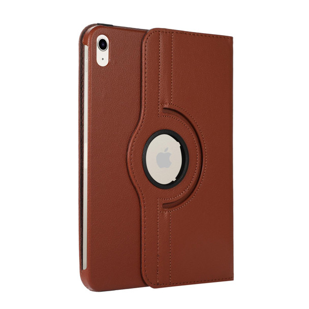 360 Degree Rotation Litchi Texture Flip Leatherette Tablet Case with Holder -  iPad 10.2 2022(Brown)