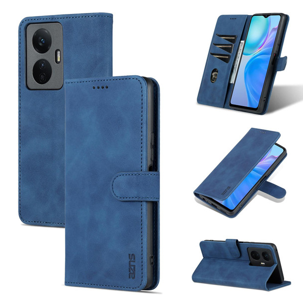AZNS Skin Feel Calf Texture Horizontal Flip Leatherette Phone Case - vivo Y77e/Y77 5G Global(Blue)