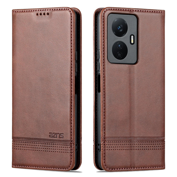 vivo Y77e/Y77 5G Global AZNS Magnetic Calf Texture Leather Phone Case(Dark Brown)