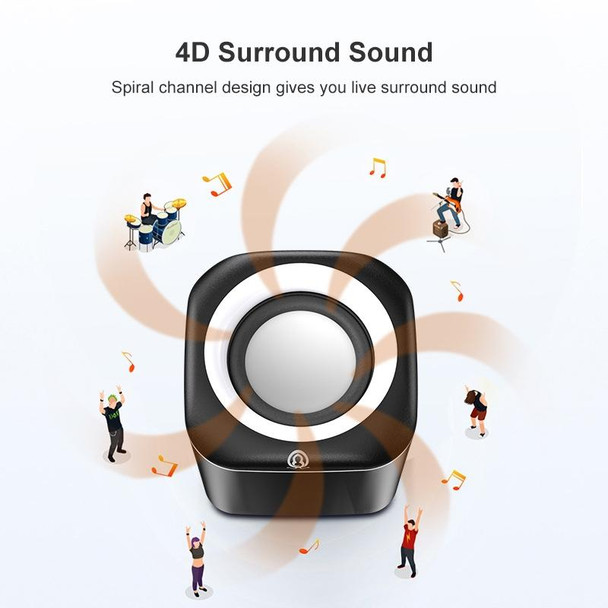 A1 Upgraded Version USB Wire-controlled 4D Stereo Sound Mini Wired Speaker, Cable Length: 1.3m(White)