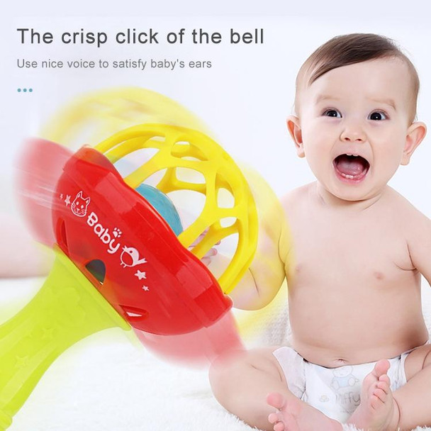 Baby Rattles Toy Intelligence Grasping Gums Plastic Hand Bell Rattle Funny Educational ToyColor Random Delivery