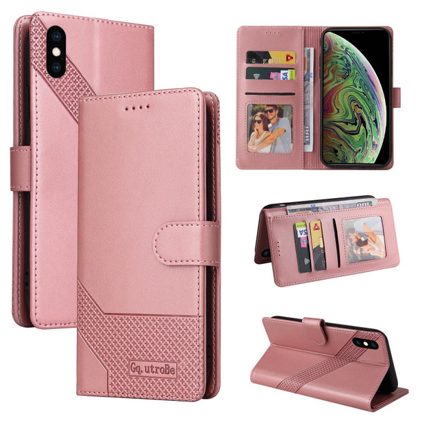 GQUTROBE Skin Feel Magnetic Leather Phone Case - iPhone XS / X(Rose Gold)