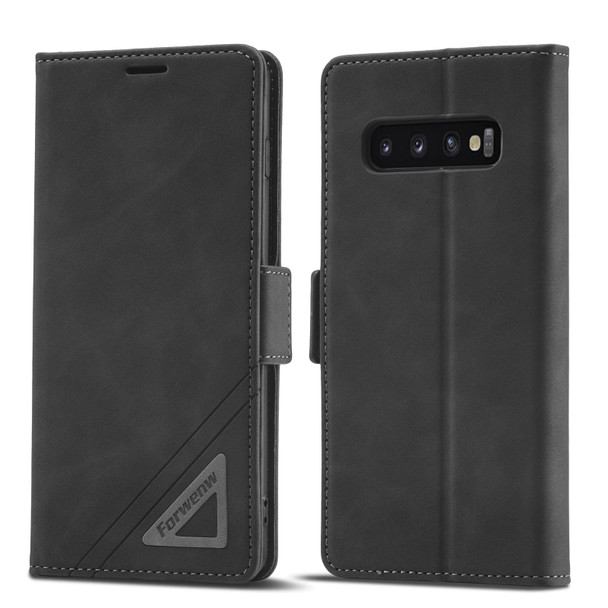 Samsung Galaxy S10+ Forwenw Dual-side Buckle Leather Phone Case(Black)