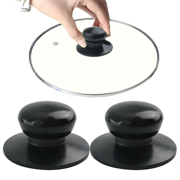 2 PCS Universal Pot Lid Handle Cap Hat Stainless Steel Fitting(Black)