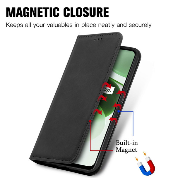 Realme C35 Retro Skin Feel Magnetic Leather Phone Case(Black)